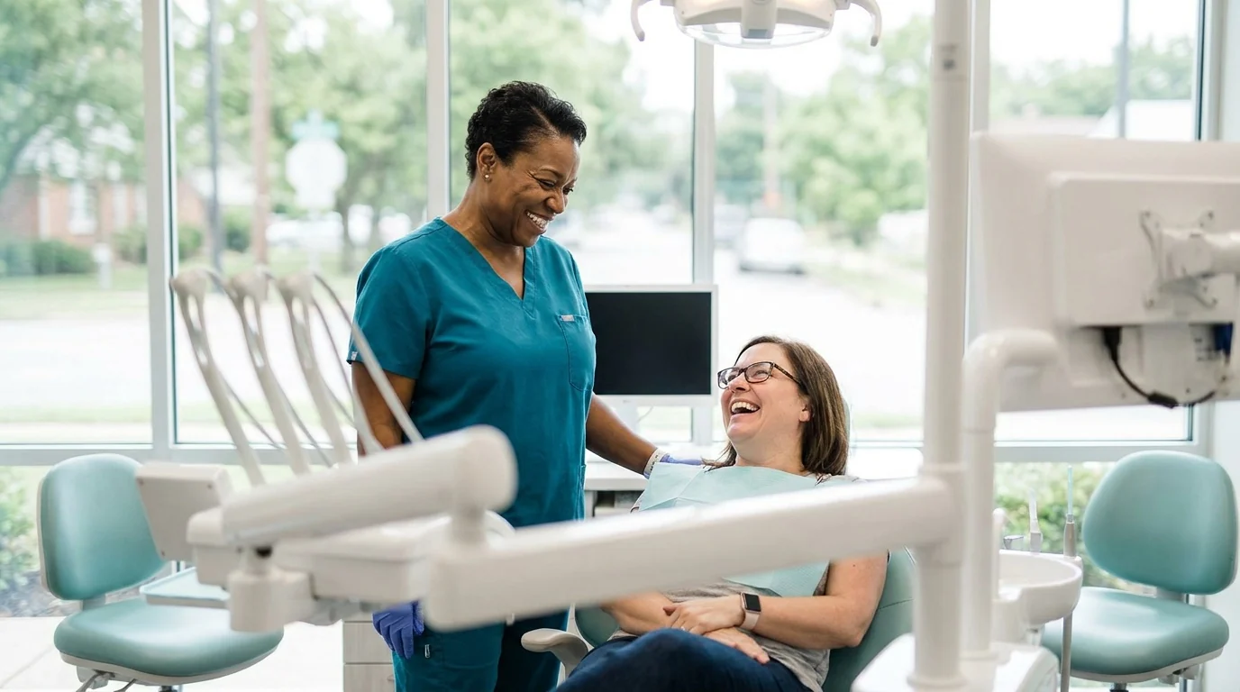 Dr. Lisa Kimble with a patient at Right Touch Dental in Lithia Springs, GA